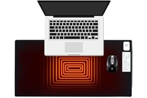 Jooheli Tapis de souris chauffant intelligent, tapis de souris avec fonction chauffage avec 7 niveaux de chaleur et arrêt automatique 4 heures, contrôle tactile, étanche, pour le travail au bureau ou