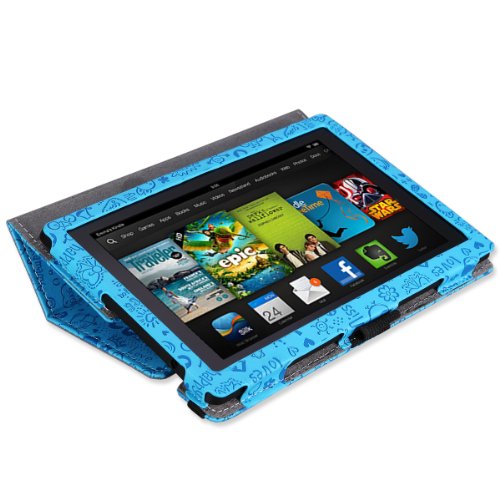 MoKo PU Leder Ständer Hülle Schutzhülle Tasche Ledertasche Schale Smart Case für Amazon All New Kindle Fire HD 7 Zoll 2013 Gen Tablet,Cutie Charme Blau (Nicht für Fire HD 7 2012/Fire HDX 7 2013) - 5