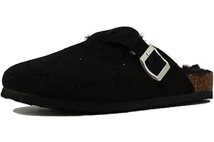 Les Arlesiennes Womens Fur Lined Clogs Fashion Soft Comfort Casual Slip On Buckle House Shoes