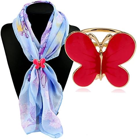 WKAIJCJ Scarf Buckle Scarf Buckle Woman Accessories Butterfly Fashion Wild Tricycle,Red-OneSize