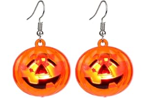 Carufin LED Pumpkin Earrings Halloween Glowing Earrings Jewelry for Women Girls