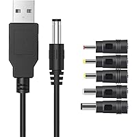 USB to Dc Power Cable,1M USB Power Cable Universal Charger Cable USB A Male to DC 5.5x2.1mm Plug Adapter with 2.5x0.7/3.5x1.3