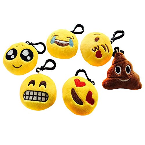 SUNYOU Estilo 1 Emoji Felpa Llavero de Accesorio 6 cm Set(Set de 6pcs)