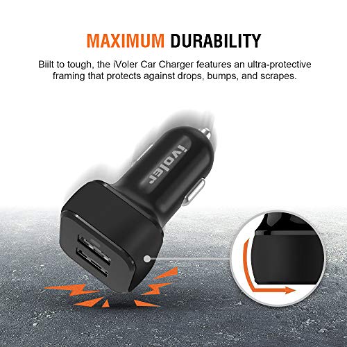 iVoler Quick Charge 3 0 Chargeur de Voiture 36W 2 Ports USB Chargeur Allume Cigare  2 QC 3 0 Port  avec C  ble iPhone  1m    2 en 1 C  ble Micro USB  