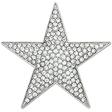 © CASPAR Fashion Collection CASPAR BR002 Damen große Magnet Strass Brosche STERN, Farbe:silber;Grö0en sonstige:Durchmesser ca. 54mm