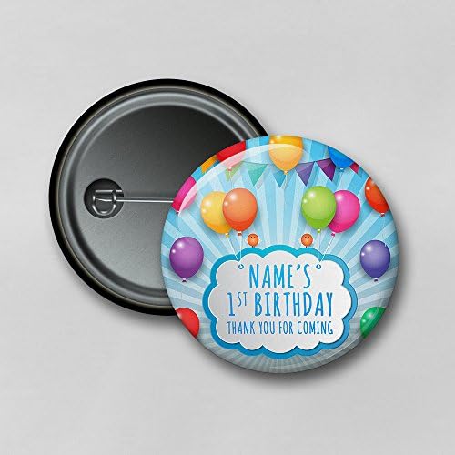 Dalton Designs UK Personalised Party Balloons High Resolution Safety Pin Badge - Size: 5.8cm