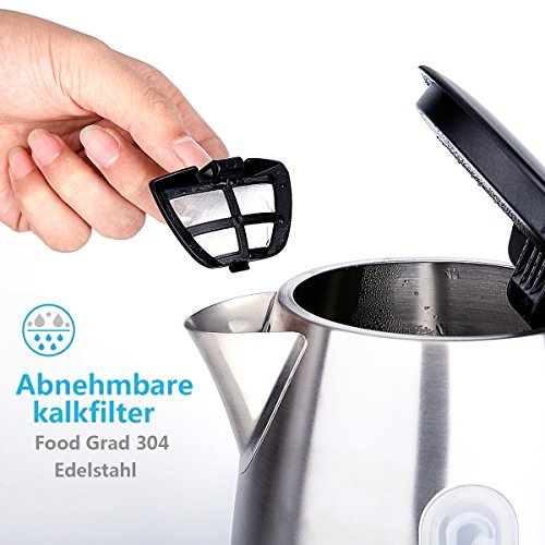 BESTEK 3000 Watt Wasserkocher 1,7 l Leistungsaufnahme (Schnellkoch-Wasserkocher),BPA frei,Kalkfilter,automatische Abschaltung - 6