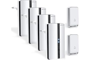 Bell4U Kabellose Funkklingel - Batterielose Türklingel mit Vier Empfängern und 2 Sender - Wasserdicht - 4 Lautstärkestufen - 52 Klingeltönen - Wasserdicht - Weiß - Klingel Haustür