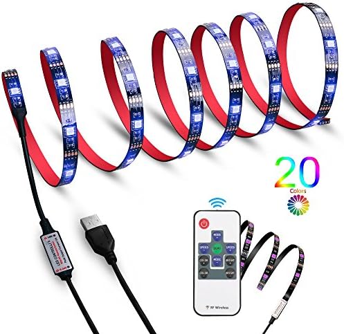 LED TV Backlight – HFAN Multi-color 60leds Flexible 5050 RGB USB LED Strip Light, TV Background Lighting Kit with 5V USB Cable And wireless Controller For TV/PC HDTV etc (200CM)