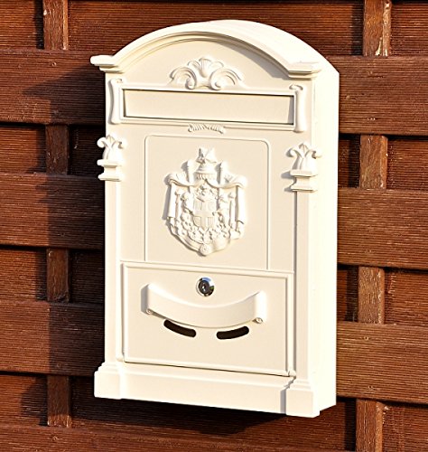 Preisvergleich Produktbild nanook Briefkasten Wandbriefkasten "Nostalgie" - Stahl pulverbeschichtet, Gusseisen Optik, Höhe 46,5 cm, Farbe: creme weiß