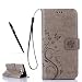 Produktbild Samsung Galaxy On5 ( 2016 ) Hülle, Samsung Galaxy J5 Prime Schutzhülle, Alfort 3 in 1 Lederhülle Fashion Design Premium PU Leder Hohe Qualität Tasche Case Cover Kasten Abdeckung Wallet für Samsung Galaxy On 5 ( 2016 ) G550 / J5 Prime 5.0" Smartphone Funktion Standfunktion Unterstützte Telefone und Magnetverschluss mit Schmetterling ( Grau ) + Alfort Schwarz Stylus Pen