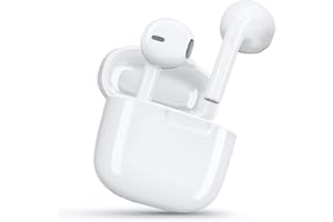 MELARQT Wireless Earbuds, 3D HiFi Stereo Headphones with Charging Case, Bluetooth 5.0 in Ear Headphones with Noise Cancelling Mic, IPX6 Waterproof for Work, Sport-White