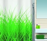 Spirella Anti-Schimmel Duschvorhang Gras Grün Anti-Bakteriell, waschbar, wasserdicht Polyester 180x200cm