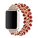 Produktbild Hunpta Perlen Armband Uhr Bracelet Watch Wrist Band Strap für Apple Uhr iWatch Serie 1 2 42mm (Rot)