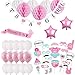 Produktbild BEMEI Babyparty Deko Mädchen, Baby Shower Party Deko It's A Girl Girlande, 6pcs Wabenbälle, Mummy to Be Schärpe, Fotorequisiten Masken, Konfetti Babyparty, 10pcs Luftballons