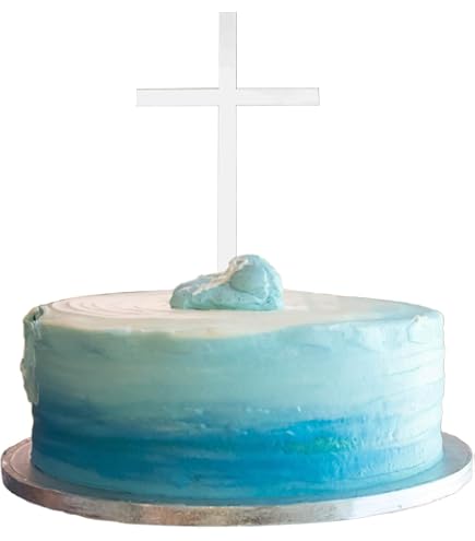 Décorations Gâteau Croix - Lot De 2 Croix En Acrylique Doré 10x7 Cm - Pour Baptême, Communion, Mariage, Anniversaire - Réutilisables, étanches