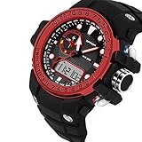 BLOIBFS Outdoor-Wanderarmbanduhren, Wasserdicht Noctiluca Wecker Datumsanzeige,Red