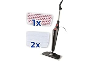 Vileda Steam PLUS XXL + Recambio Power Pad, Mopa a vapor para una limpieza más higiénica, elimina el 99,9% de bacterias, óptima para alfombras y moqueta, apto para todo tipo de suelos