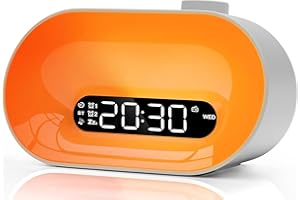 APUZOM Sunrise Alarm Clock, Wake Up Light with Sunrise Simulation, Sound Machine, NightLight, Soothing Sounds, Dual Alarms, Snooze, Bedside Lamp for Kid, Adult