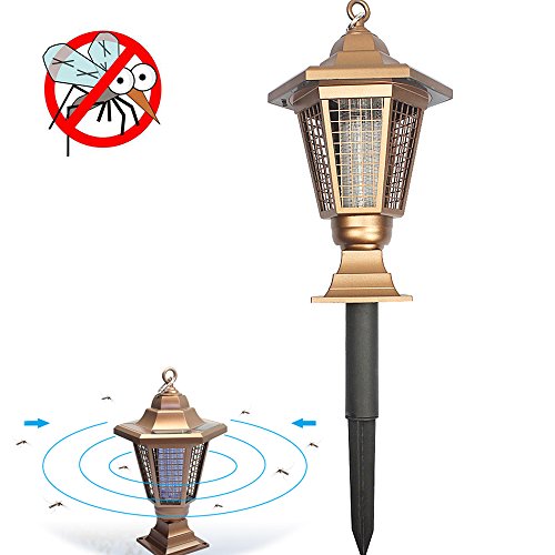 iRegro Solar Insektenkiller Lampe, Solarleuchte Insektenvernichter Camping Insektenschutz Lampe, Garten Dekorative Licht, Bug Zapper, Insektenabwehr für draußen Universalschutz und Dekoration