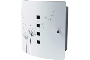 BURG-WÄCHTER Skrzynka na klucze, Dmuchawiec, 10 haczyków i magnes, Skrzynka na klucze 6204/10 Ni Dmuchawiec, Stal szlachetna/Blacha stalowa