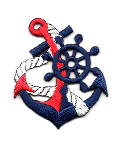 Aufnäher Bügelbild Aufbügler Iron on Patches Applikation Nautikabzeichen Anker 5 x 4,5cm Farbe: Dunkelblau VOR120-5