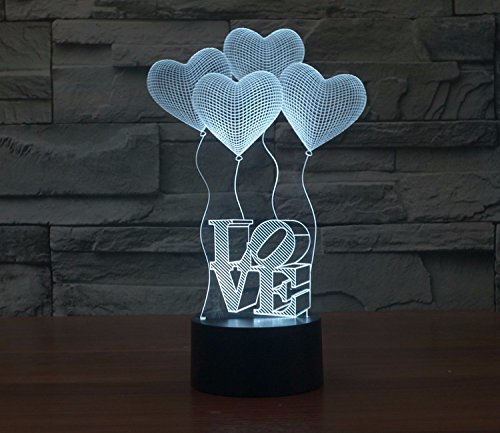 Olayer kreative 3D-LED-Lampe Illusion Nachtlicht 3D-Schriftzug Love und Herzen, Acryl, mit Farbwechsel - 9
