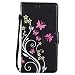 Produktbild LG G5 Hülle, Chreey Prägung [Glitzer Schmetterling] Leder Wallet Tasche Stoßfest Flip Case Hochwertig Handy Etui Elegant Cover [Schwarz] + Ständer Kartenfächer