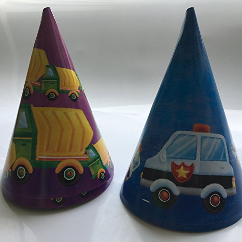 8 Partyhütchen * FAHRZEUGE * für Kindergeburtstag oder Mottoparty // Hüte Hats Bus Polizei Feuerwehr - 2