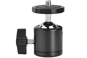 PUSOKEI Rotule pivotante 360 ​​avec tête de trépied en aluminium rotative à vis 1/4 "pour appareil photo numérique/reflex numérique compact/téléphone portable, peut installer des micro-projecteurs 90%(Noir)