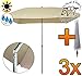 Produktbild 3 Stk. PREMIUM XXL Sonnenschirm mit Hülle, Balkonschirm weiß-beige / naturweiss, 200 x 150 cm, viereckige Form / 8 Streben / 4-eckig massiv robust, Strandschirm, Marktschirm beige-weiß, Strandschirm,Sonnendach /Sonnenschutz Dach, XXL-Klappschirm, Gartenschirm extrem wetterfest, klappbar, tragbar, seewasserfest, hochwertig robust stabil, Sonnenschutz, stabiler Schirm Klappschirm, beige / naturweisse Strandschirme, Sonnenschirme, Sonnenschirm-Tische, Regenschirm Picknickschirme