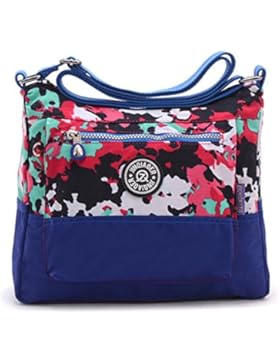 TinyChou, lockere Schultertasche/Reisetasche/Umhängetasche für Mädchen, Nylon, wasserresistent, kontrastierende...