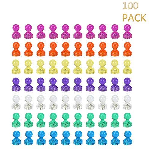 LinkBro 70 Aimants Punaises Magnétiques de 7 Couleurs, Aimants puissants pour Le Frigo, Le Tableau Blanc, Réfrigérateurs