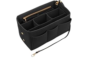 Nircho Handbag Organiser Insert, Multi-Pocket Felt Toiletry Bag Insert Storage Pouch Tote Bag Insert Large Capacity Women Travel Makeup Organizer Tote Bag Insert, Black