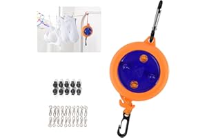 Reise Wäscheleine Ausziehbar, Hillylolly 8m Wäscheleine, Tragbare Wäscheleine, Wäscheleine mit Klammern, Wäscheleine Camping, für Camping Wohnmobil Reise Urlaub Outdoor Wohnhei