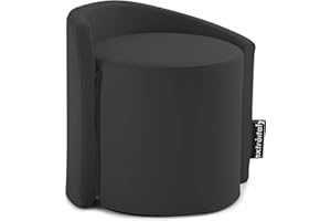 extroitaly POUF ECOPELLE ONDA mono NERO MIS.44 h.42 CM. SFODERABILE - SCHIENALE IMBOTTITO INTERNO IN POLIURETANO - INGOMBRO MIS.54X52 cm.