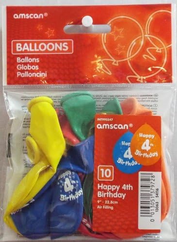 Age 4 Birthday Balloons boy or Girl {AMSCAN }