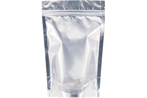 SumDirect 50Pcs 12x18cm Reusable Aluminium Foil Zip Lock Stand Up Food Pouch Bag with Notch for Food Storage (4.7"x 7")