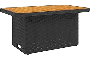VIDAXL Table de jardin noir 90x55x71 cm résine tressée et bois acacia