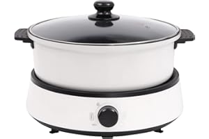 wanwanper Electric Hot Pot Cooker, 4L Shabu Shabu Hot Pot for 1-5 People, Separate Design Multi-Function Pot for Cooking Fondue, Steaks, Stir-Fries, Hot Soups, Chicken Soup, Porridge, 1350W, White
