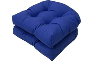 FYHTC 2 Pieces U Shaped Cushion Sofa Rattan Chair Cushion Wicker Seat Cushion Chair Cushion for Indoor and Outdoor Use, Patio Cushion(Dark blue)