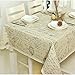 Produktbild SONGHJ Tischdecke aus Leinenbaumwolle Rechteckige Tischdecken mit Spitzenrand Mit Buchstaben Bedruckte staubdichte Tischdecken Beige 140x250cm