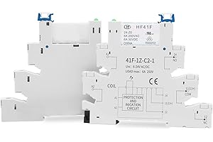 (2 pezzi) ReleyWell 24V Relay Din Rail; Silm, relè di alimentazione a solenoide per PLC, HF41F/24-ZS 5 Pin SPDT con presa a pressione, 24 bobine dc/ac, relè elettromagnetico, max 6A 250VAC