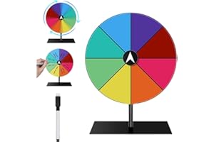 KQWVZ Wheel of Fortune for Turning, 20 cm Lucky Wheel for DIY, 8 Labelling Acrylic Rotating Price Wheel, Lucky Wheel Toy with Marker Pen and Removable Stand, for Fairs, Carnival
