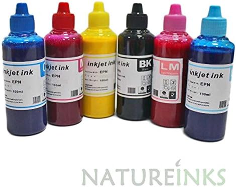 600ml Dye Sublimation Ink ( 100ML of each Black Cyan Magenta Yellow Light Cyan and Light Magenta ) Heat Press Ink for Epson Printers, Heat Press Ink - Compatible Ink for Epson or Ricoh printers. Heat Transfer on Mugs, Plates, Polyester Shirts, Phone Cases etc