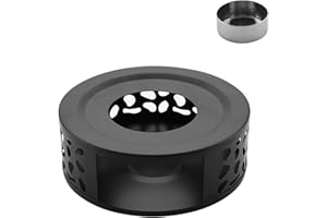 ARTGHJL Stövchen für Teekanne,Stövchen Teewärmer,Teelicht Warmhalter,Kaffeewärmer aus Edelstahl,Stövchen aus Edelstahl mit Teelichthalter,zum Erhitzen von Tee Milch Kaffee Heißen Getränken (Schwarz)