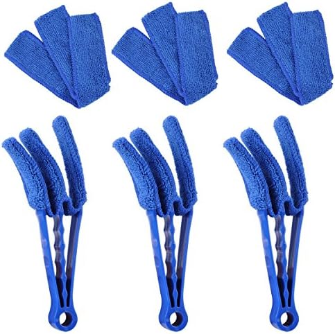 AutoEC 3 Pack Window Blinds Duster Brush Shutters Dust Cleaner for Air Condition Mini Shutter and Car Blinds Dead corner Multi-function Cleaning With 6 Machine Washable Detachable Microfiber Sleeves