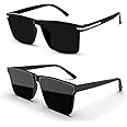 HAYDEN haiza Black Retro Square Combo Sunglasses, Goggles For Men's and Women's-UV Protected, Pack of 1