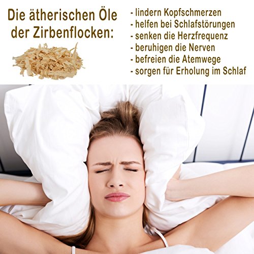 Hilfe bei Schlafstörrungen, Wetterfühligkeit und Kopfschmerzen. Zirbenkissen 20 x 30 cm, deutsche Handarbeit (Grün) - 2