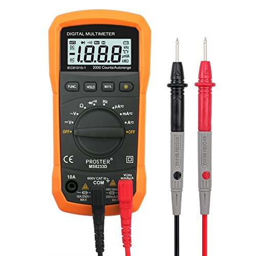 Proster Digitaler Multimeter Auto ranging Digital Multimeter Multitester- AC / DC Spannung DC Strom Dioden Transistor Kontinuität Tester mit Hintergrundbeleuchtung LCD